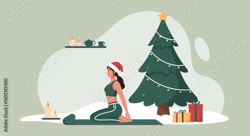 Festive Yoga Practice With Christmas Tree For Holistic Wellbeing