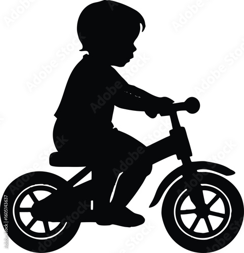toddler riding tricycle silhouette,child on red trike silhouette