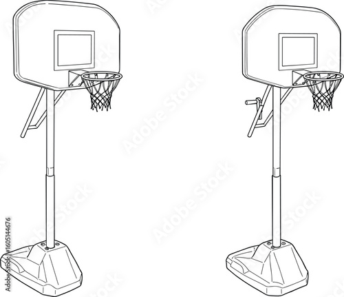 basketball, hoop, portable, backboard, rim, net, pole, base, adjustable, sport, training, outdoor, equipment, game, illustration,
