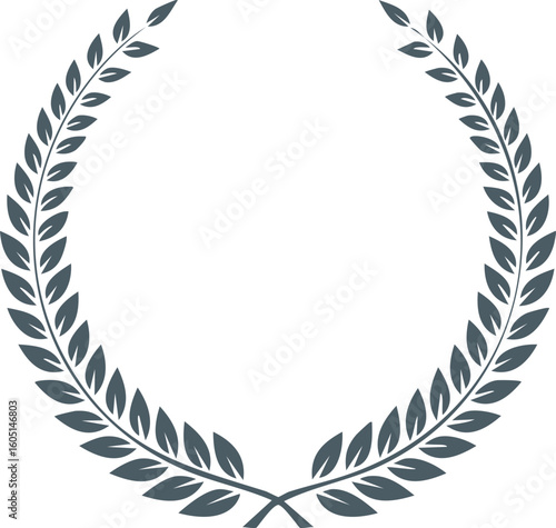 Grey laurel wreath, victory or achievement symbol
