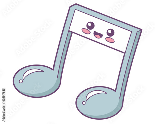 kawaii beamed eighth notes character with cute face illustration design isolated on white background.