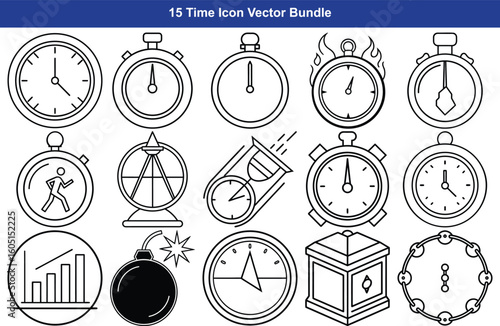 Collection of vintage timekeeping devices and symbols