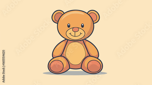 Simple Line Vector of Adorable Plush Teddy Bear - Perfect Gift Idea