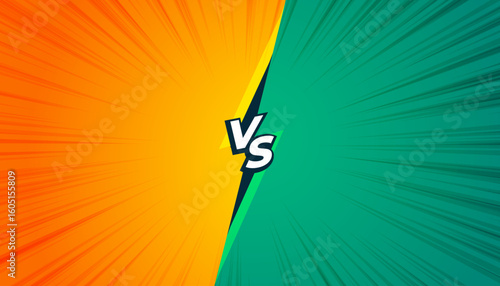 Dynamic versus battle background with orange and green colors