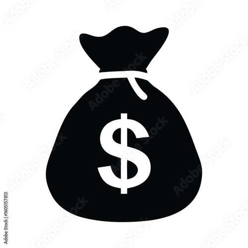 Money Bag Silhouette Vector, Money Bag Clipart, Money bag icon