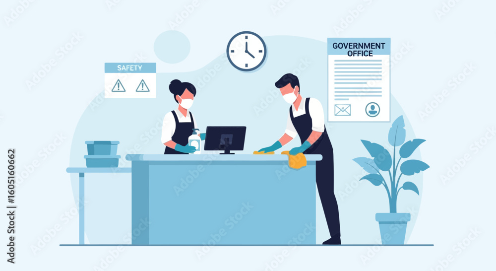 Sanitizing And Disinfecting At Government Office To Prevent Virus Spread Sanitizing And Disinfecting At Government Office To Prevent Virus Spread