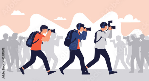 Professional Paparazzi Photography Team Capturing a Story on the Move