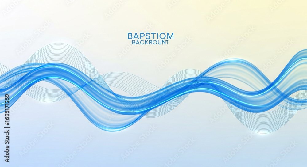 Fototapeta premium Abstract wavy blue lines on a light gradient background, soft glow, minimalist digital design, clean backdrop