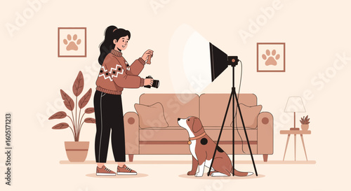 Professional Pet Photography Session With Dog In Home Studio Environment