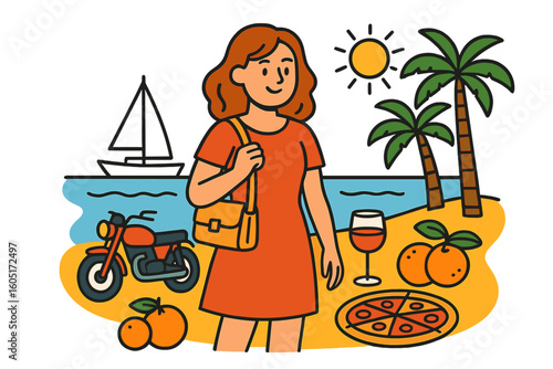 Vibrant depictions of Amalfi's seaside allure highlighting lemons, ocean pursuits, and regional traditions