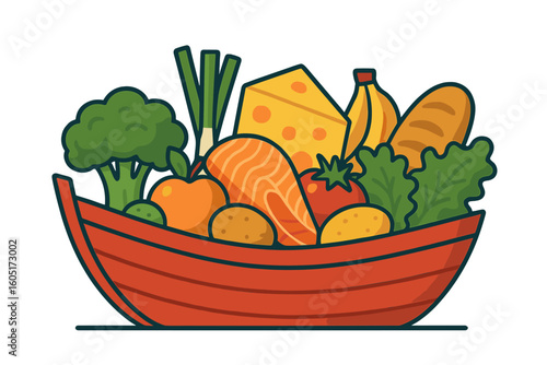 Vector illustration long shadow flat icon of a thai street food vendor in