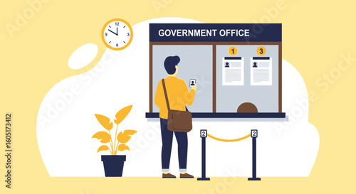 Waiting Patiently In Government Office For Public Service Procedures