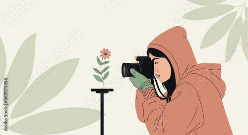 Photographer Capturing Floral Beauty Indoors A Gentle Portrait Of Nature Art