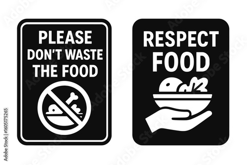 Vector illustrations of a 'Please Don't waste food' typography t-shirt design are created for World Food Day, which is the International Day of Awareness of Food Loss and Waste
