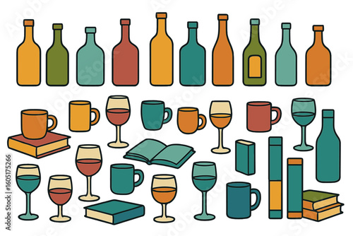 Vector flat illustration of ecology and recycle concept, featuring silhouette icons of sorting trash and recycling garbage elements isolated on a white background