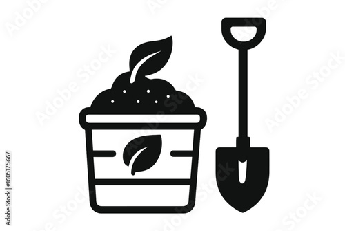 Vector concept of biodegradable and compostable items, represented by a composting line icon isolated on a white background