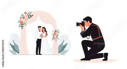 Professional Wedding Photography With Photographer Capturing The Couple's Moment