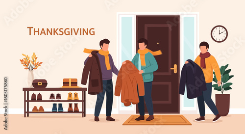 Welcoming Family Gathering Home For Thanksgiving Festive Autumn Celebration