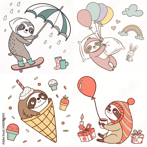 High-Quality lazy Sloths Illustrations in Various Styles – SVG Bundle
