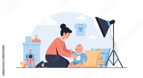 Moments Captured Mother And Baby In A Professional Photography Studio