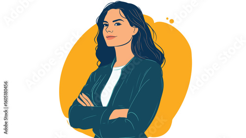 Empowered Businesswoman Vector Art: Professional Female Leader in Confident Pose