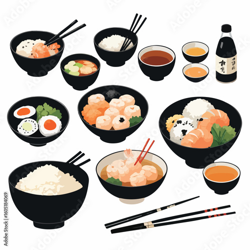 Traditional Japan Rice Dish Icons
