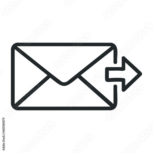 Simple mail icon with arrow indicating outgoing email. Vector illustration