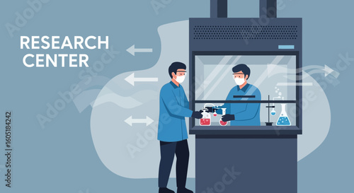 Researchers Conducting Scientific Experiments in Chemical Laboratory With Fume Hood