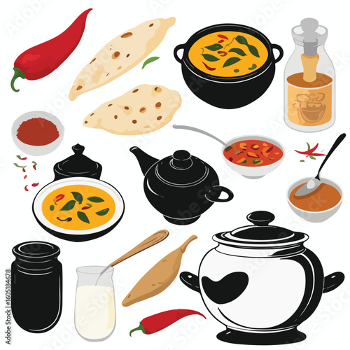Traditional Indian Cuisine Icons