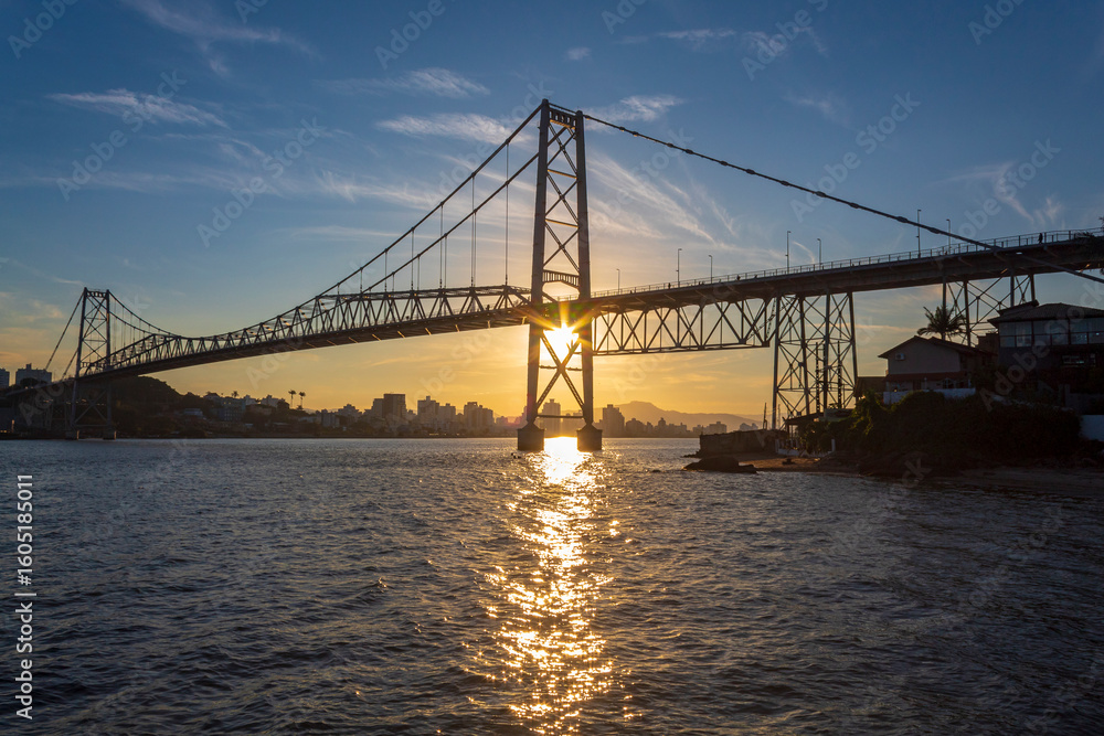 Fototapeta premium bay bridge at sunset Florianopolis Santa Catarina Brazil