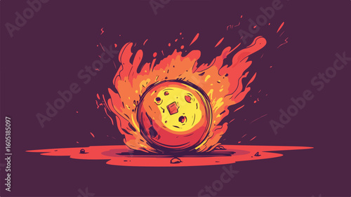 Exploded Flaming Ball Debt Concept Visual Illustration