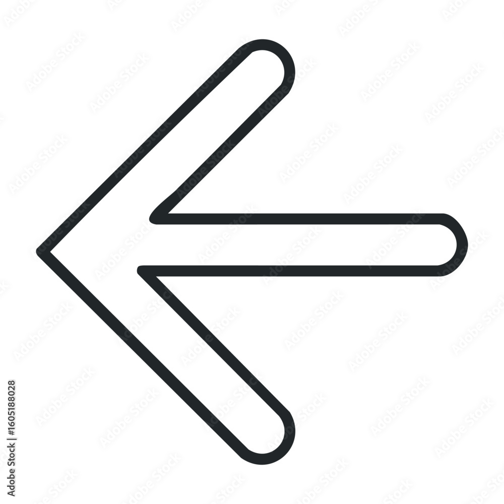 Left arrow icon illustration with bold black outline on white background. Vector illustration Left arrow icon illustration with bold black outline on white background. Vector illustration