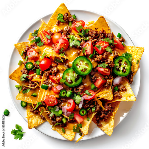 Loaded Nachos with Beef, Cheese, Jalape�os, and Fresh Vegetables