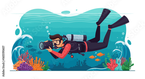 Underwater Expedition Capturing Marine Life Through Scuba Diver Photography