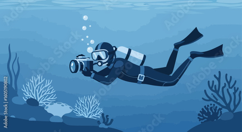 Underwater Explorer Captures Marine Wonders During A Scuba Diving Adventure
