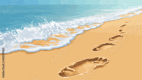 Footprints on Beach Sand Cartoon Vector Image for Creative Designs