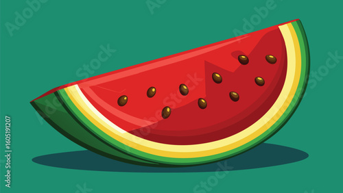 Fresh Watermelon Slice with Green Background