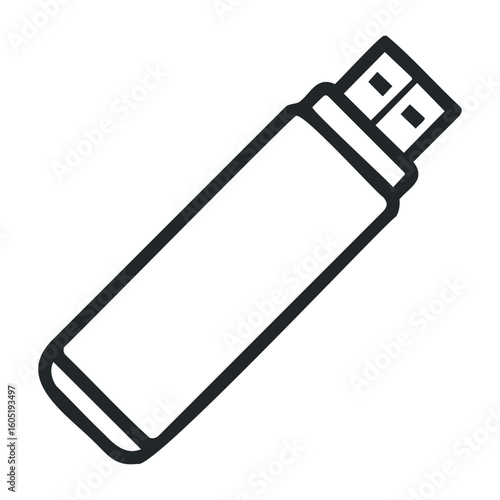 Simple modern black and white usb flash drive icon design. Vector illustration