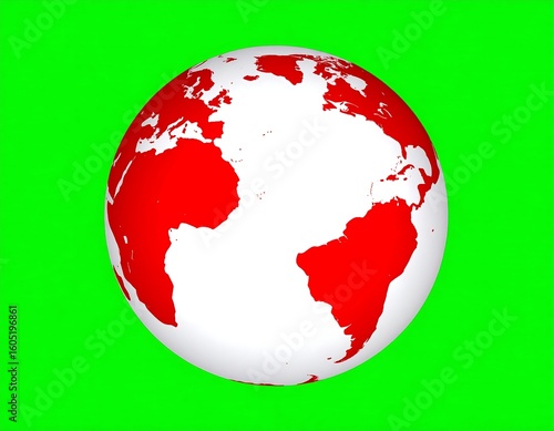 Red globe earth on green