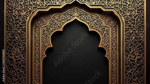 Wallpaper Mural Ornate gold archway on dark background Torontodigital.ca