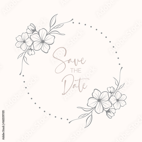 Sweet flowers frame wreath wedding invitation card with text layout