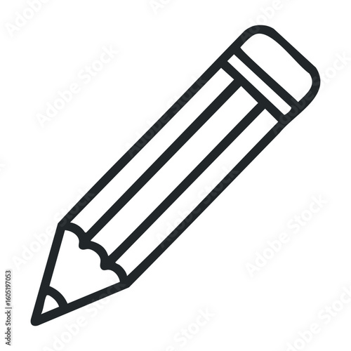 Black and white pencil icon on transparent background. Vector illustration