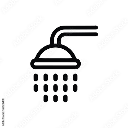 Simple Shower Head Icon Design for Bathroom Fixtures and Plumbing Installations, Cleanliness