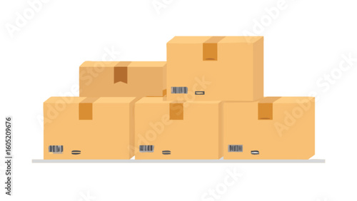 Cardboard boxes stacked delivery packaging shipping cargo storage moving supplies distribution package merchandise