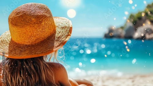 Relaxing by the Beach Under the Sun With a Wide-Brimmed Hat and Ocean View