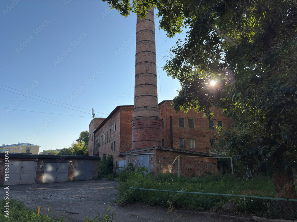 Fototapeta premium Renovated old brick factory building