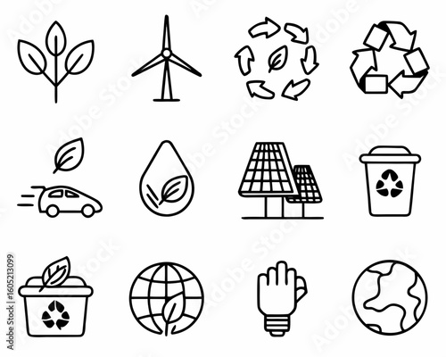 Sustainability & Green Energy Icon Sheet