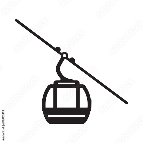 Mountain Cable Car Silhouette Vector Icon
