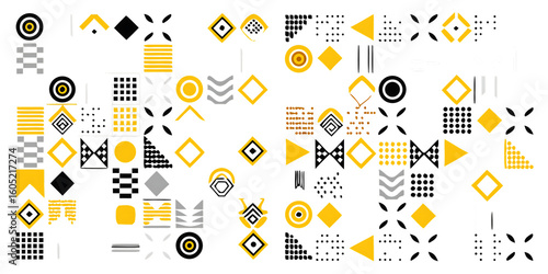 set of geometric shapes memphis design retro elemant isolated on white background, png, ai generated.