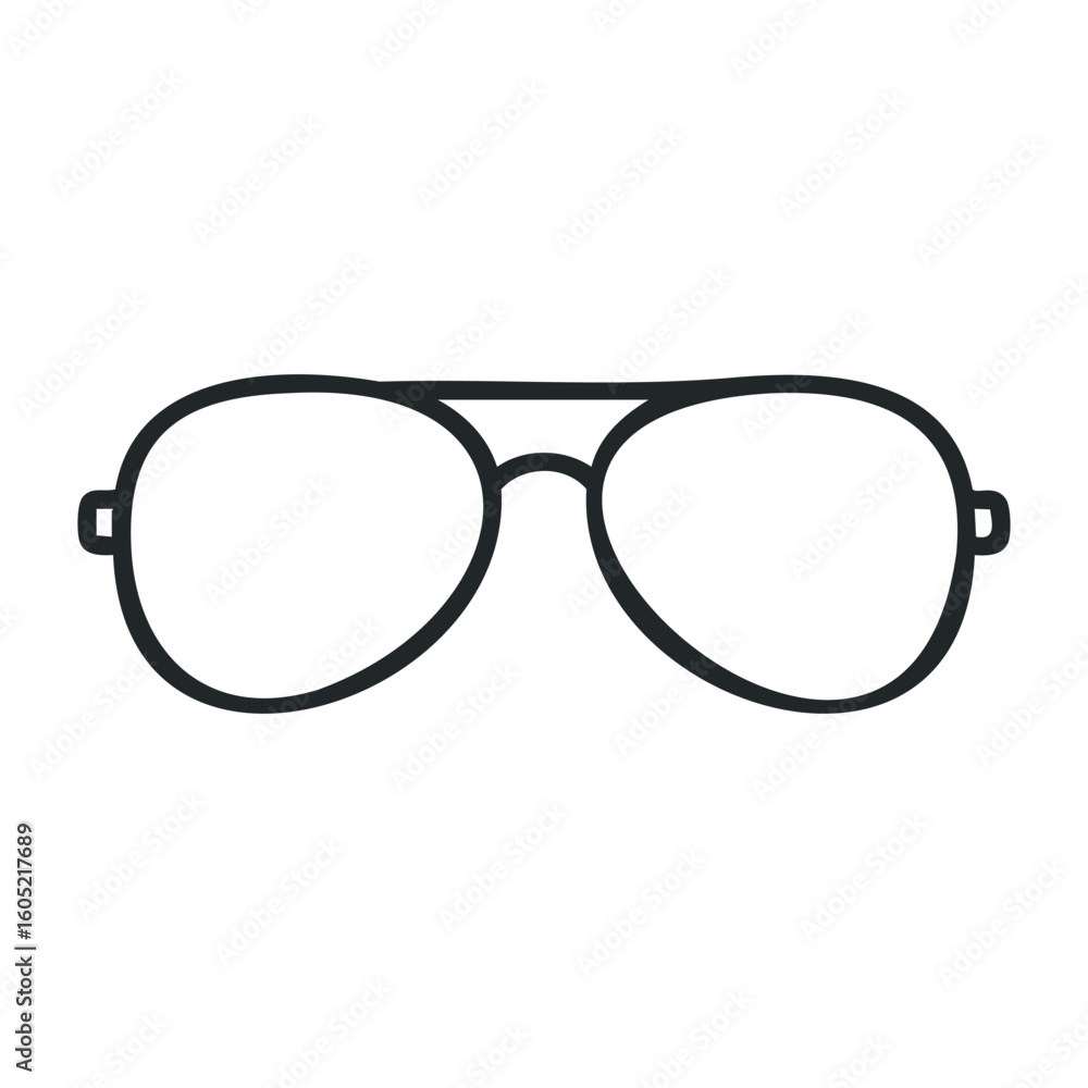 Fototapeta premium Classic aviator sunglasses design in black frame with clear lenses. Vector illustration